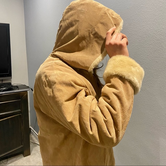 St John’s Bay Leather Winter Coat with hood Sherpa Lining - Picture 4 of 15